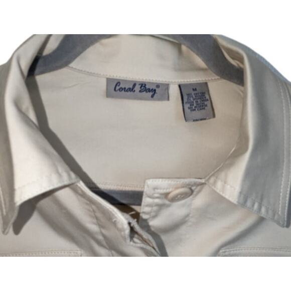 Coral Bay Women's Medium Cream Jacket Button Up 3/4 Sleeve Casual - Picture 3 of 11